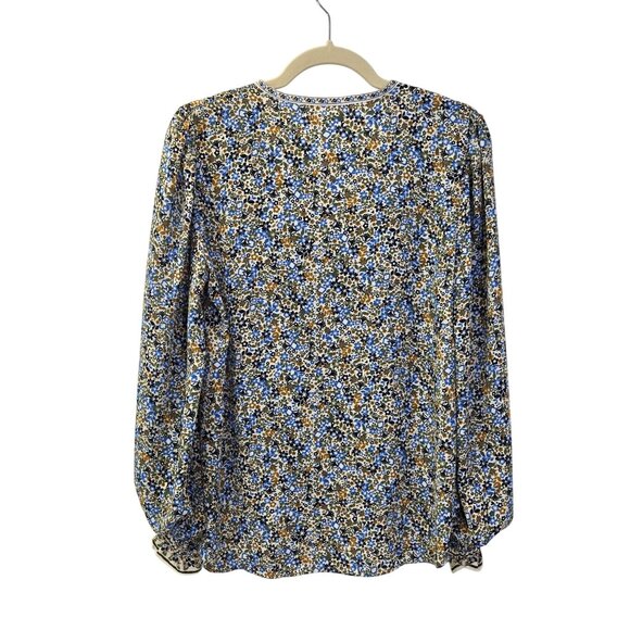 Max Studio Floral Faux Wrap Bodice Smocked Blouse Size Small - Picture 2 of 7